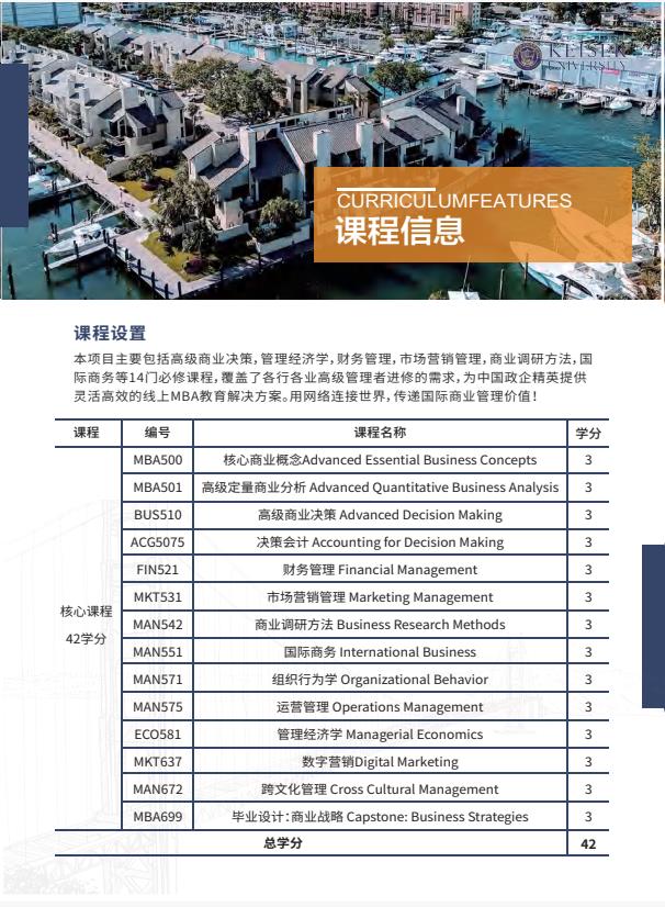 凯泽大学中文MBA招生简章